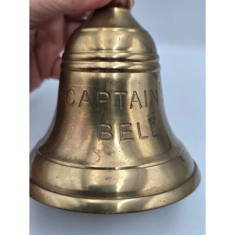Captains Bell Nautical Unisex OS Gold Good Vintage Brass‎ Wood Handle